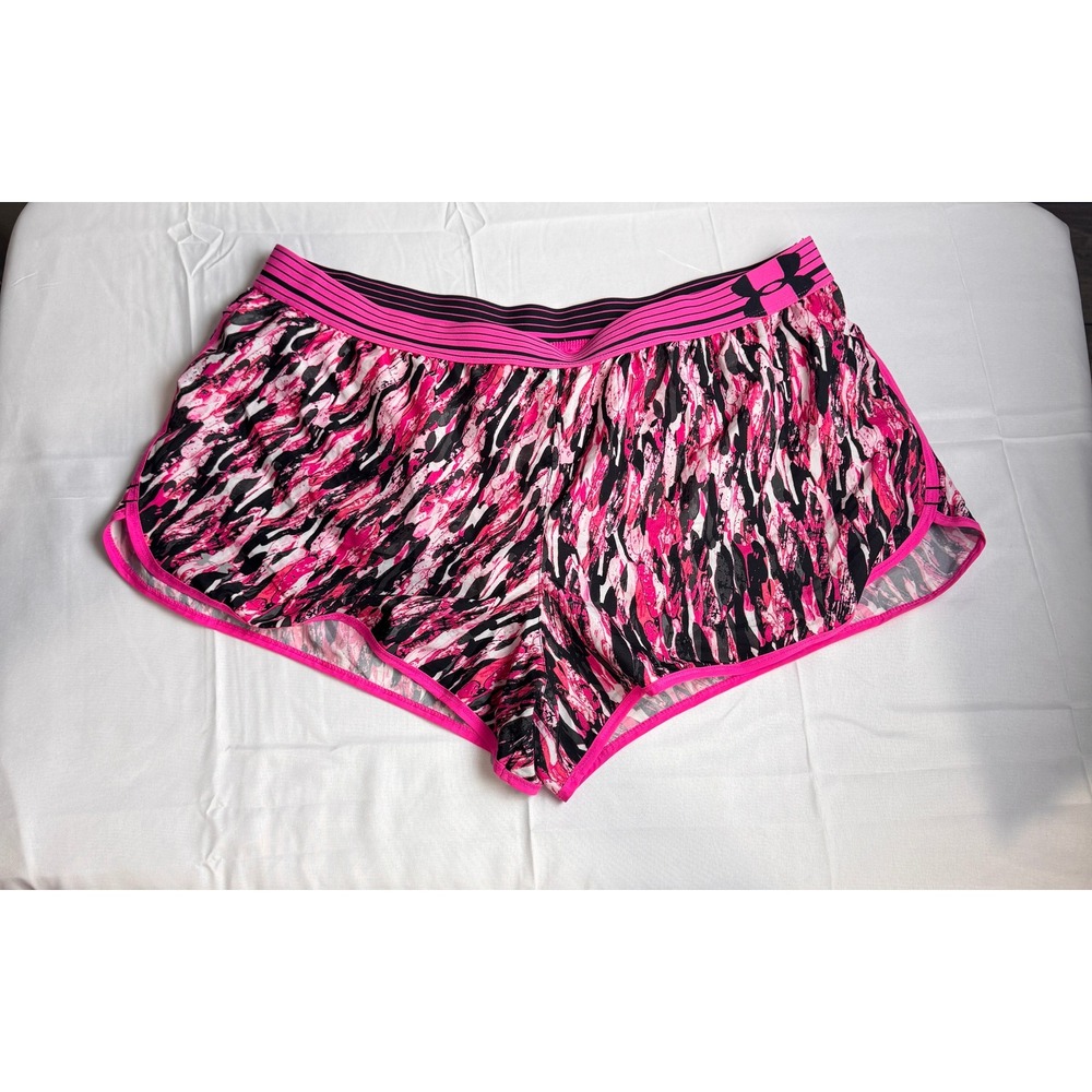 Under Armour Pink Black Abstract Print Athletic Running Shorts Womens 1X